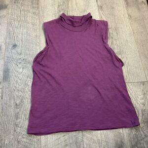 Free People Xena Purple Sleeveless Mock TurtleNeck Tank‎ Top Casual